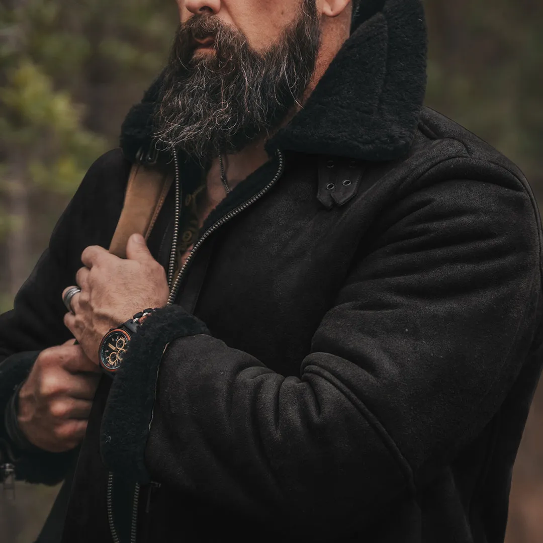 B3 SHEARLING FLIGHT LEATHER JACKET - SEPIA CRACKED BROWN