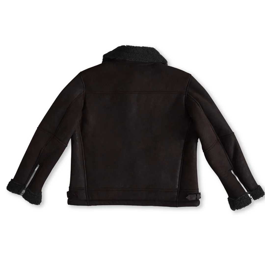 B3 SHEARLING FLIGHT LEATHER JACKET - SEPIA CRACKED BROWN