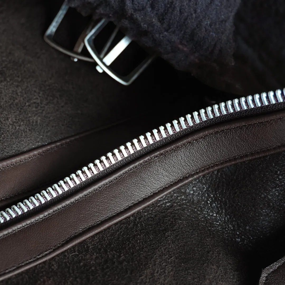 B3 SHEARLING FLIGHT LEATHER JACKET - SEPIA CRACKED BROWN