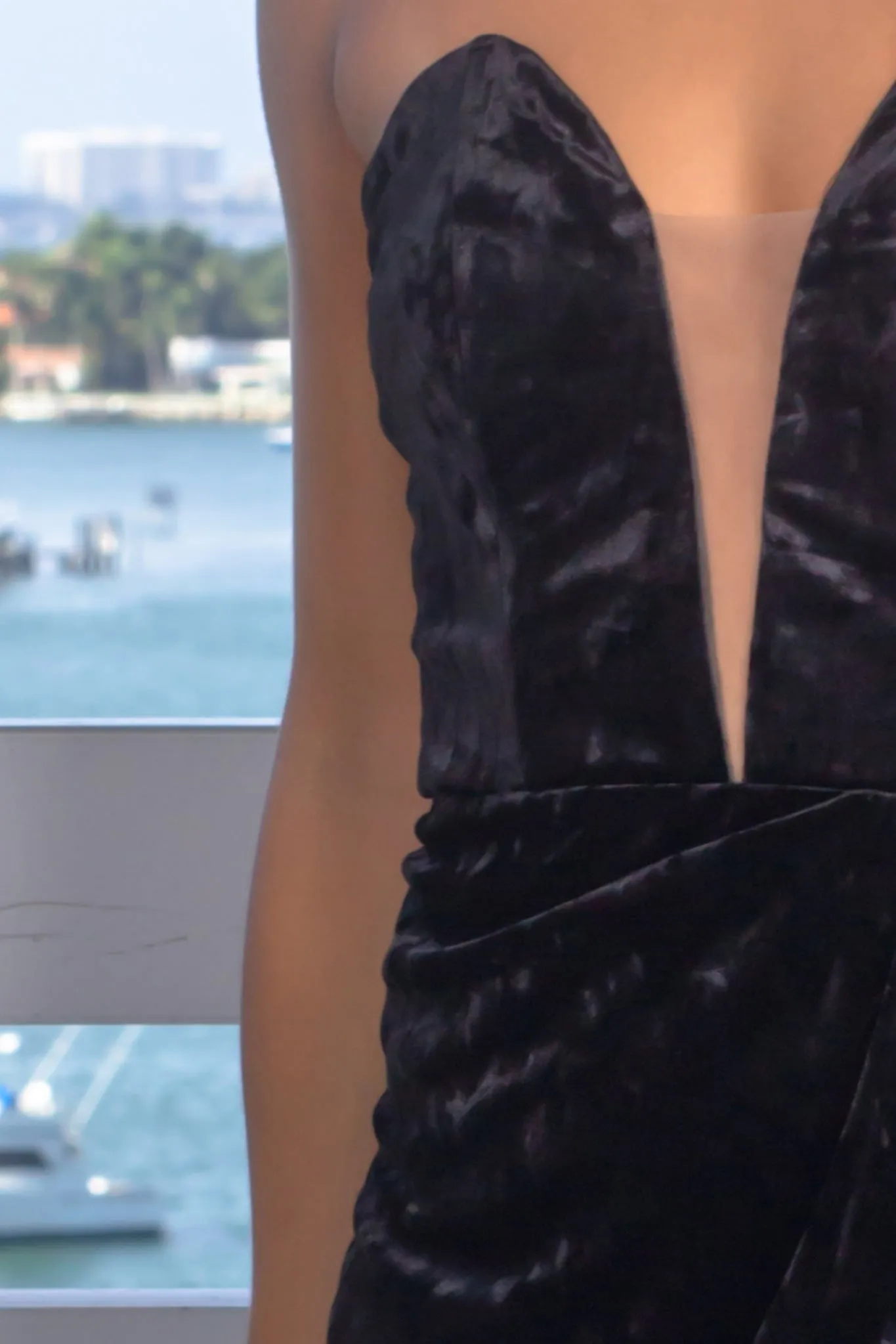 Black Strapless Velvet Maxi Dress