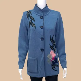 BLUE CHUNKY KNIT CARDIGAN