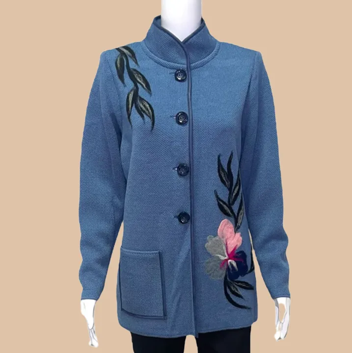 BLUE CHUNKY KNIT CARDIGAN