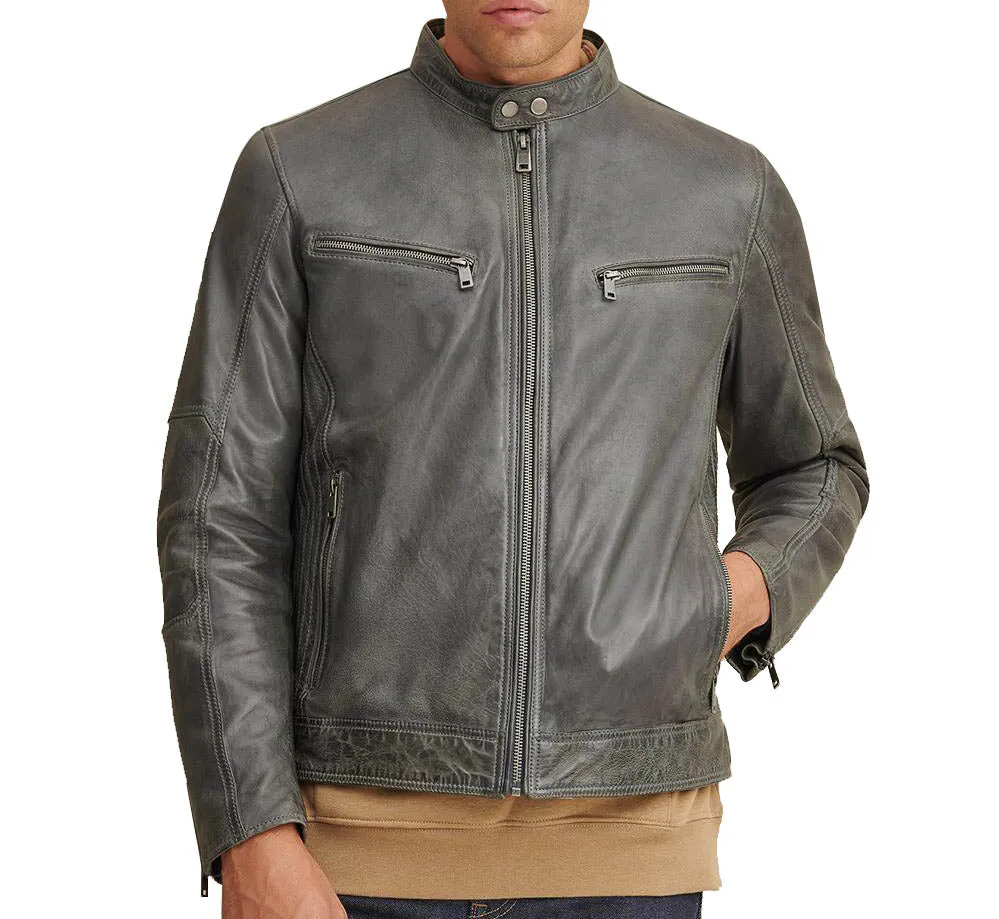 Brent Leather Moto Jacket For Men