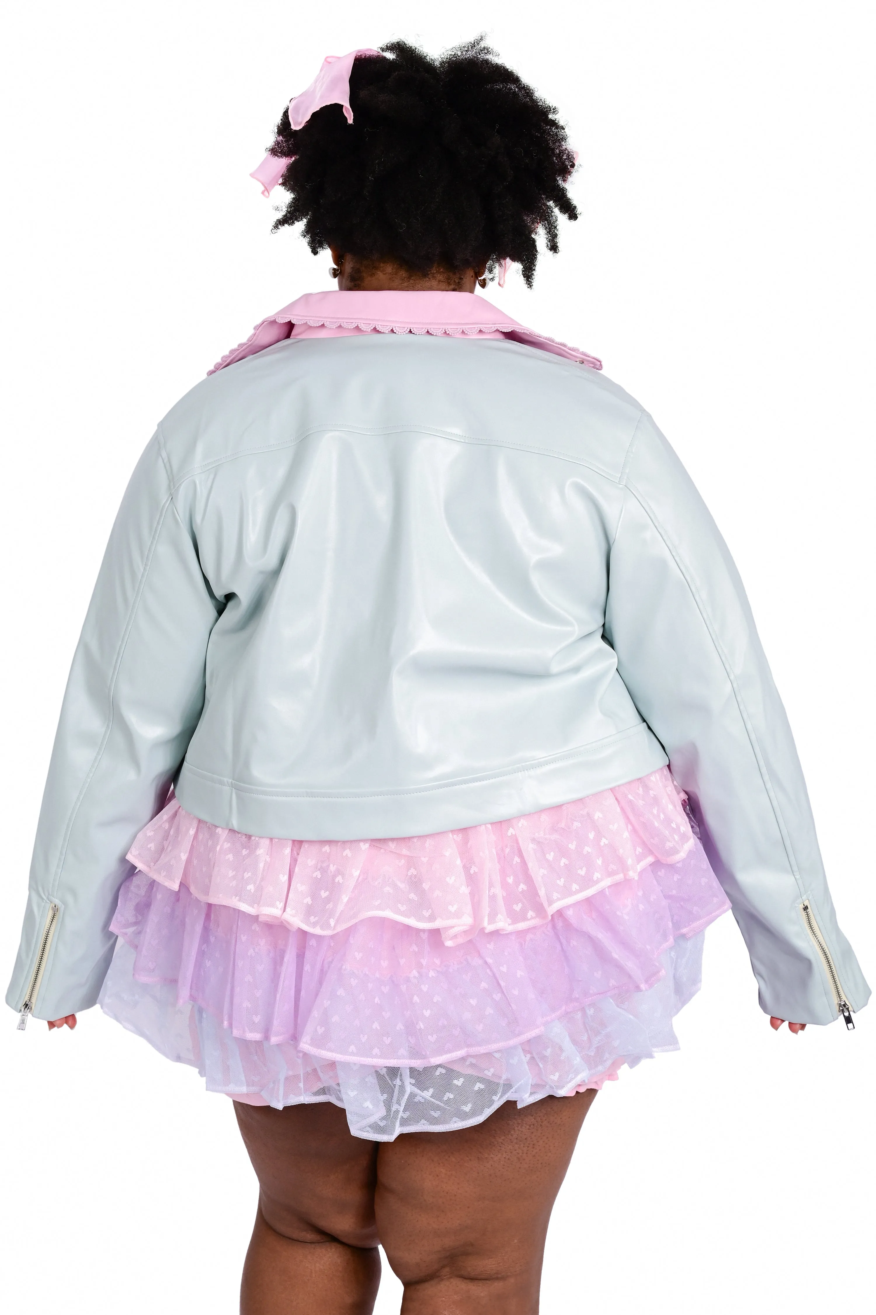 Candy Cruiser Cropped Moto Jacket - Mint
