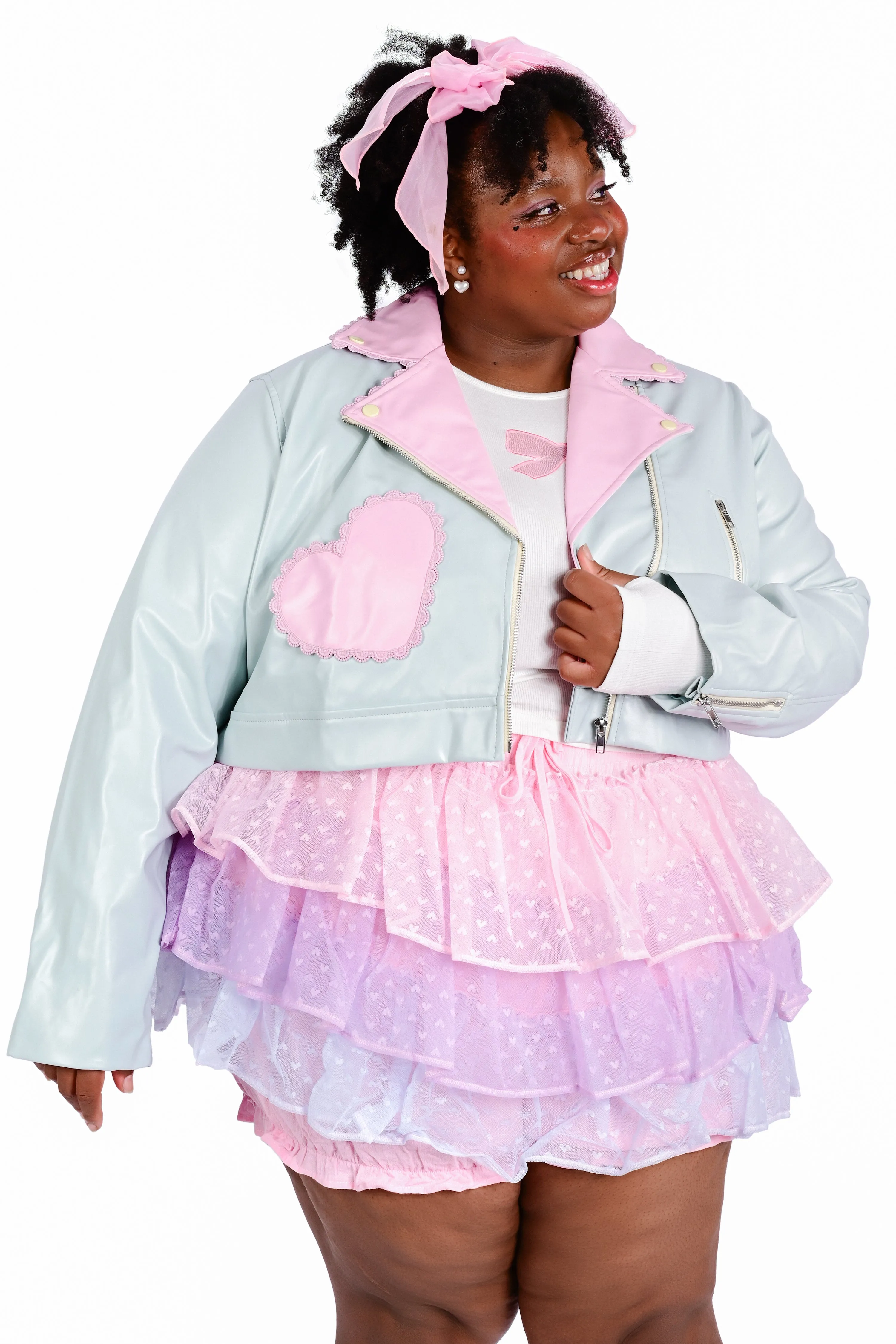 Candy Cruiser Cropped Moto Jacket - Mint