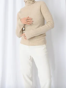 Cashmere Wool Beige Turtleneck
