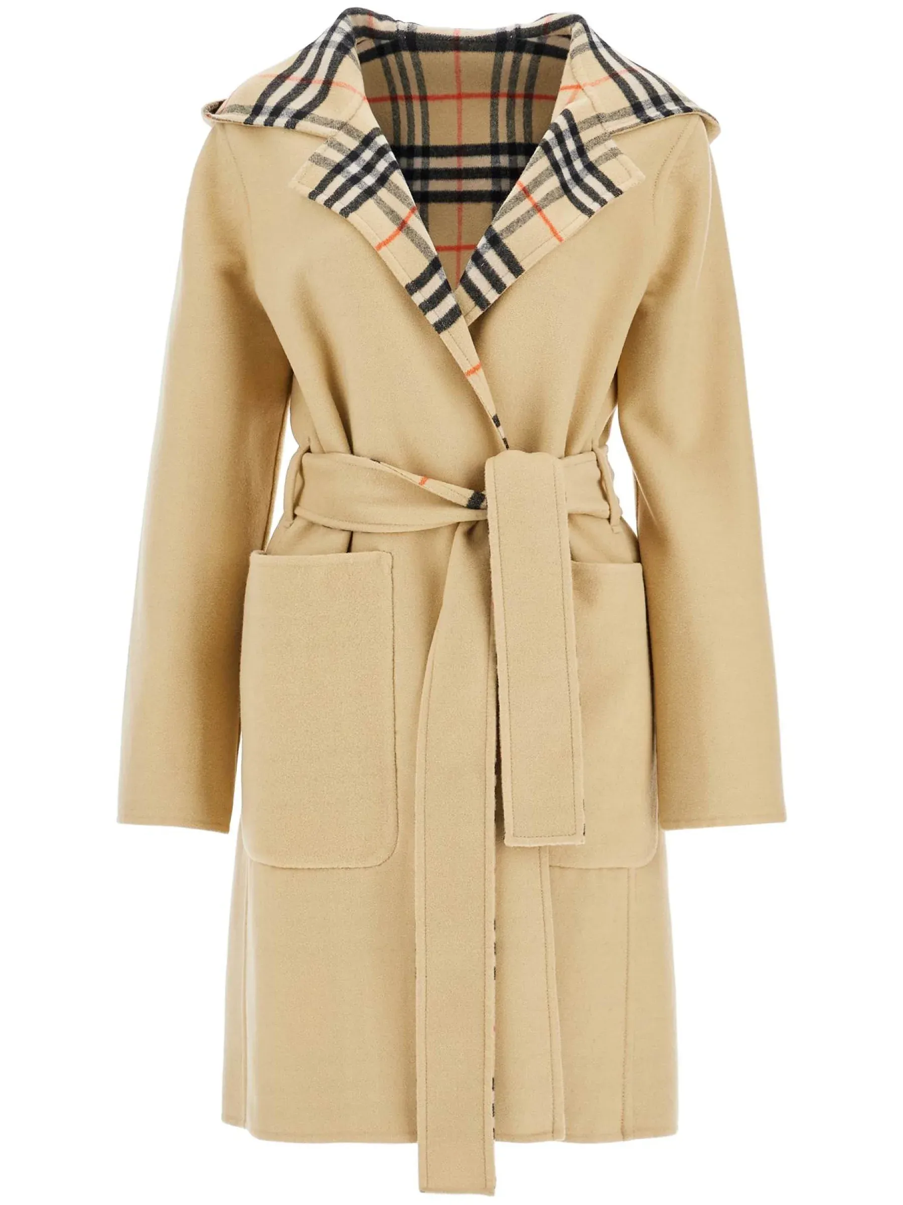 Check Wool Reversible Robe Coat