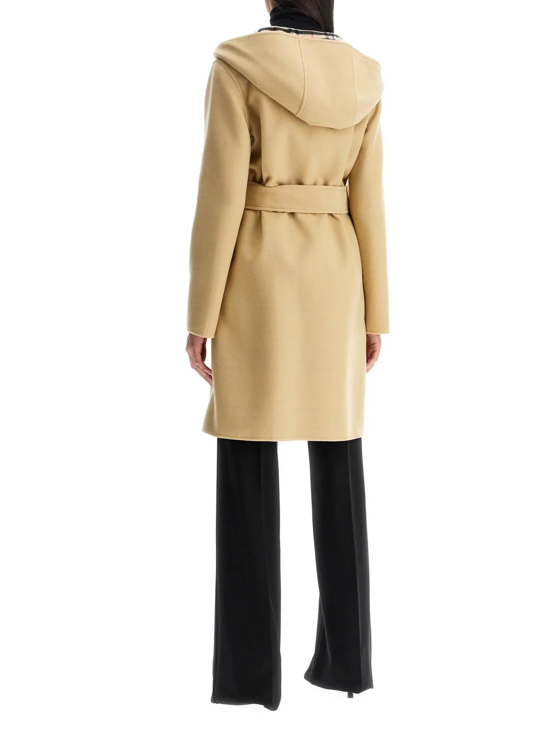 Check Wool Reversible Robe Coat