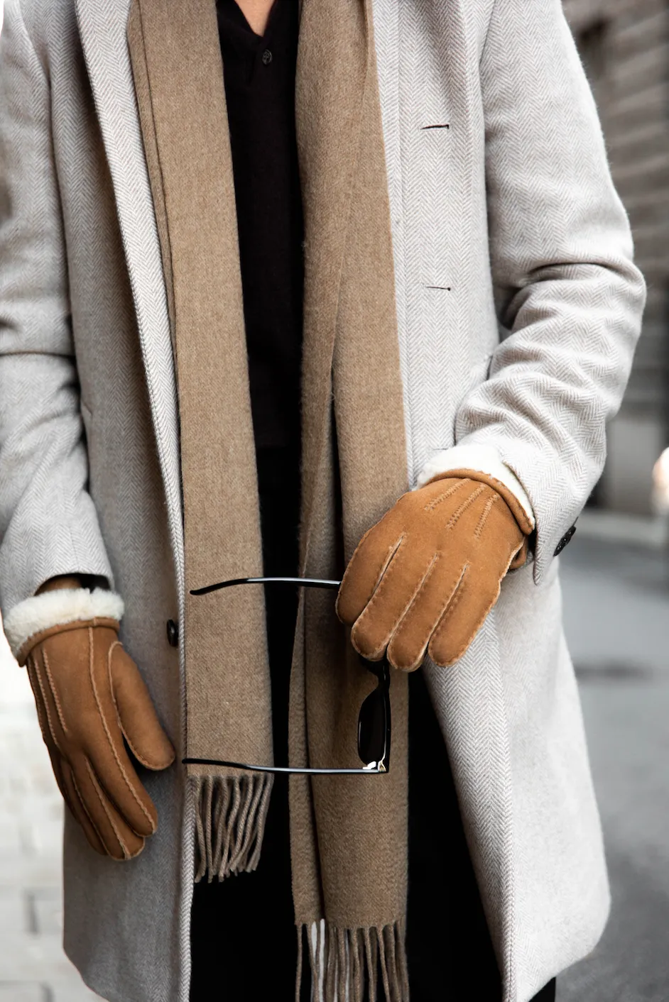 Cognac Shearling Gloves