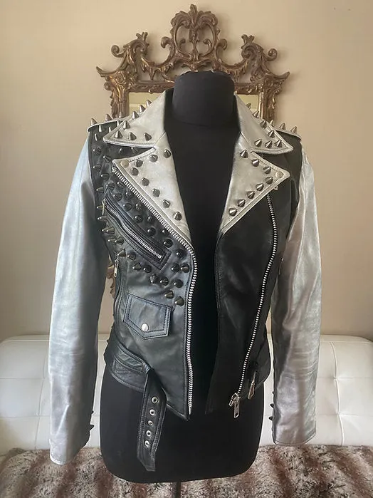 Custom Order NOTHING CAN BREAK ME Studded Lambskin Motorcycle Jacket, XS-4XL