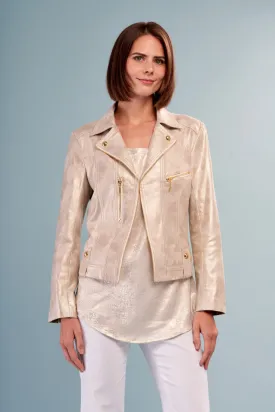 Gold Metallic Vegan Moto Jacket