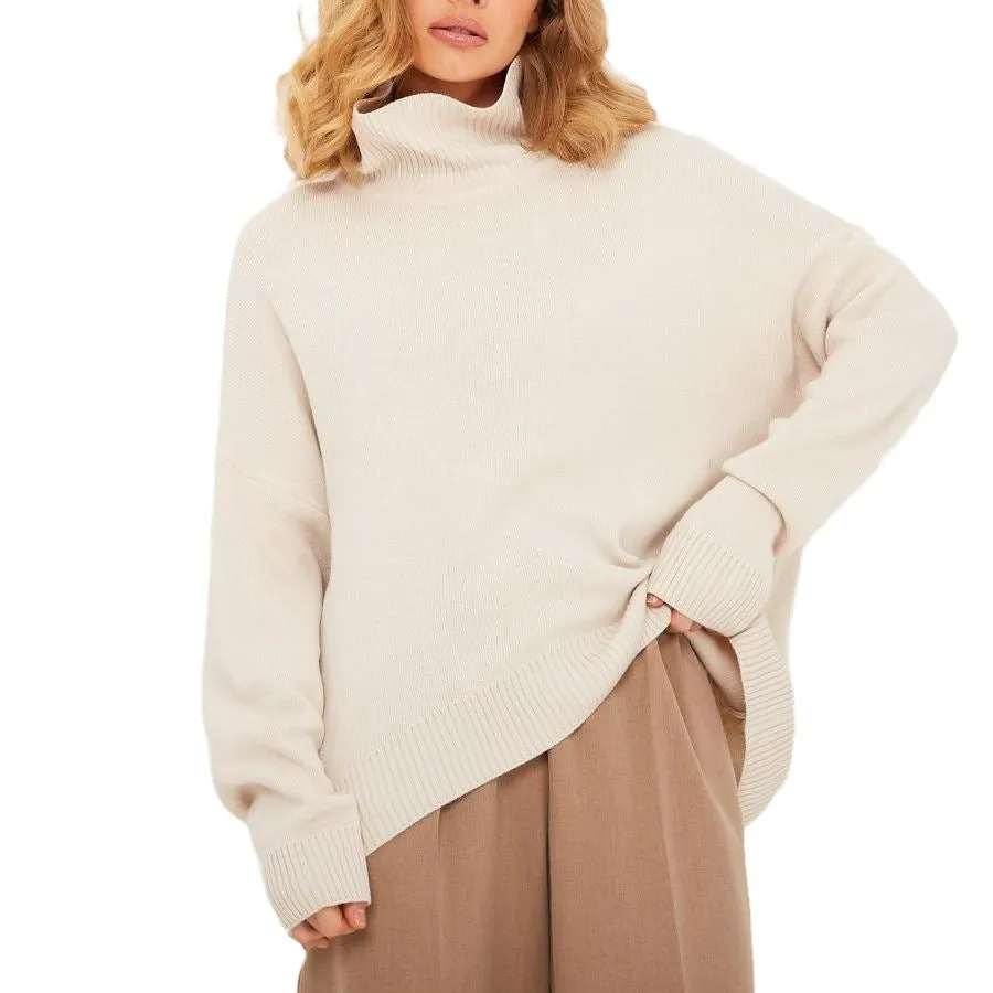 High Collar Knit Oversized Sweater