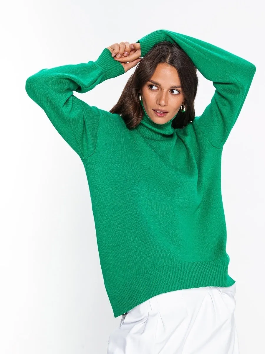 High Collar Knit Oversized Sweater