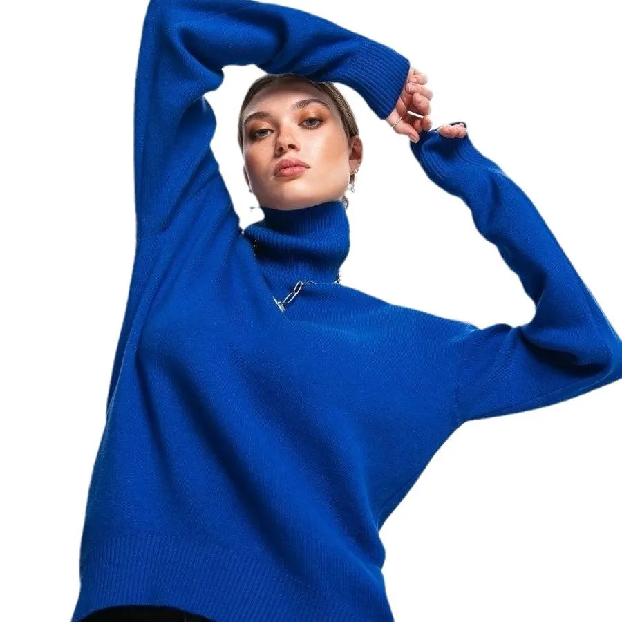 High Collar Knit Oversized Sweater