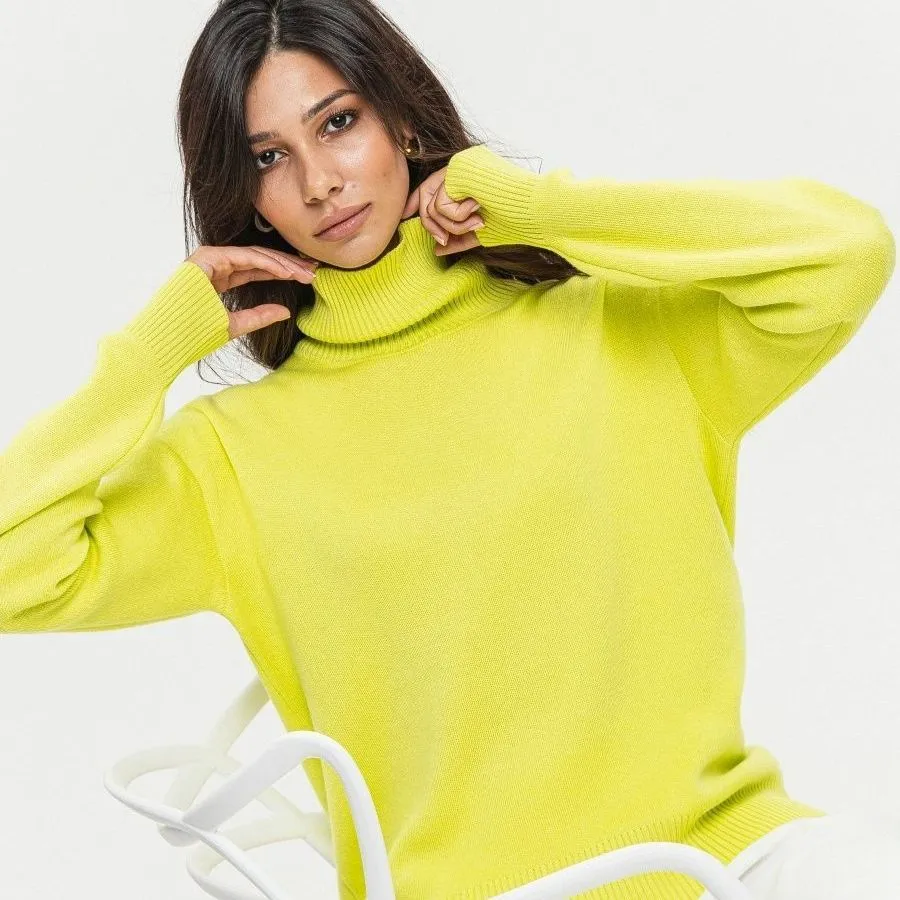 High Collar Knit Oversized Sweater