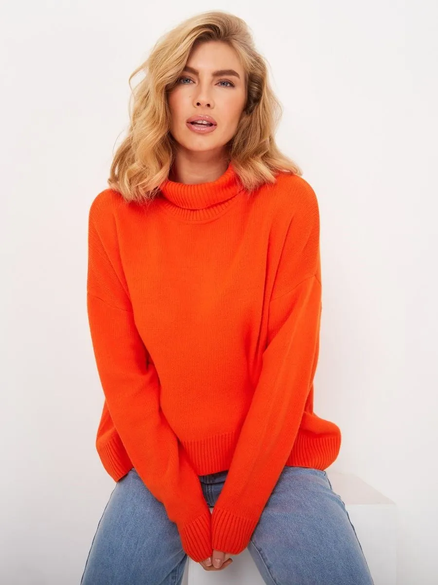 High Collar Knit Oversized Sweater