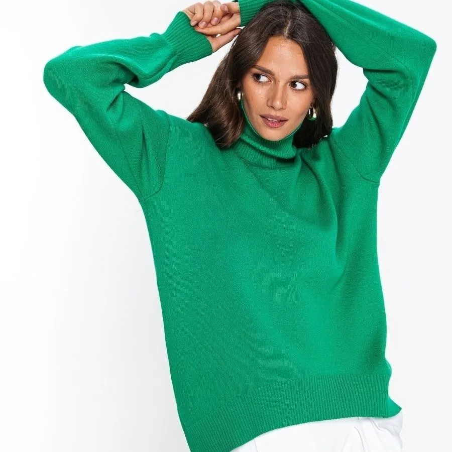 High Collar Knit Oversized Sweater