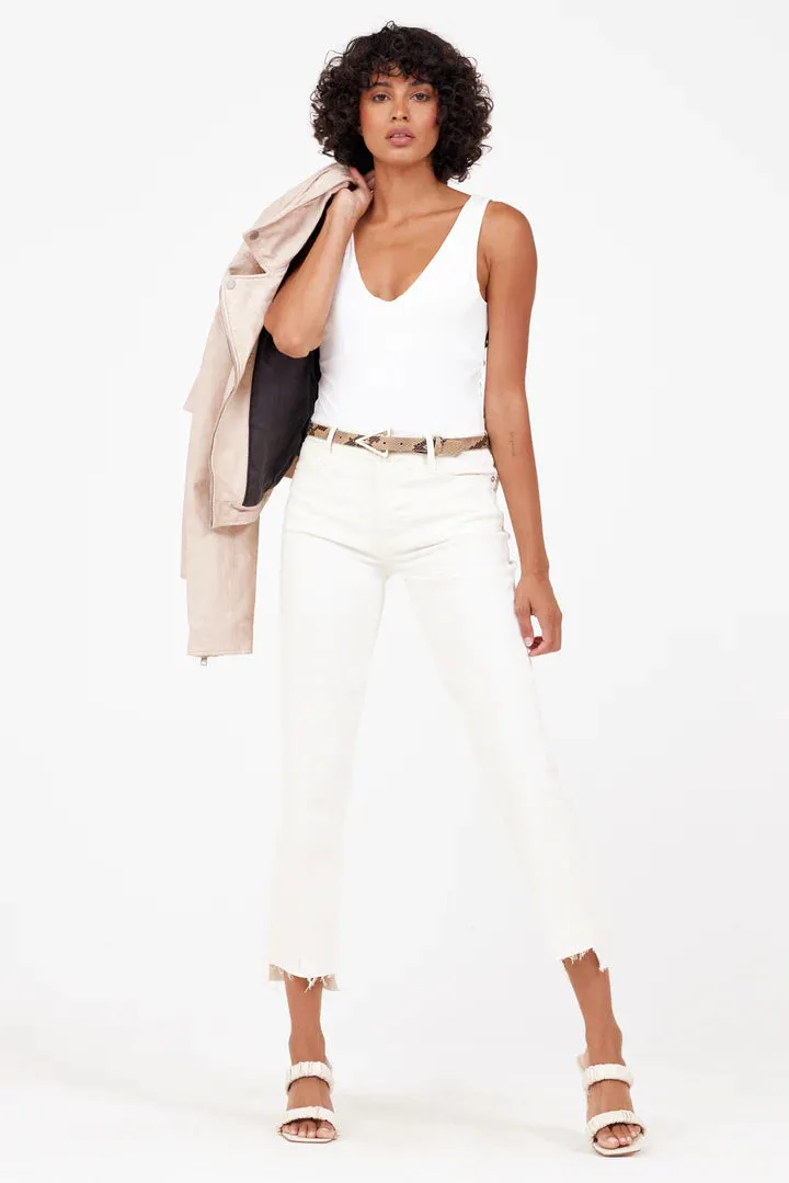 JULENE RF BEIGE LEATHER MOTO JACKET