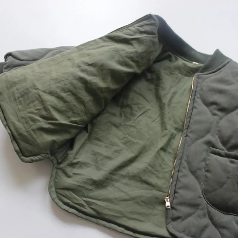 Kids Diamond Plaid Cotton Padded Jacket