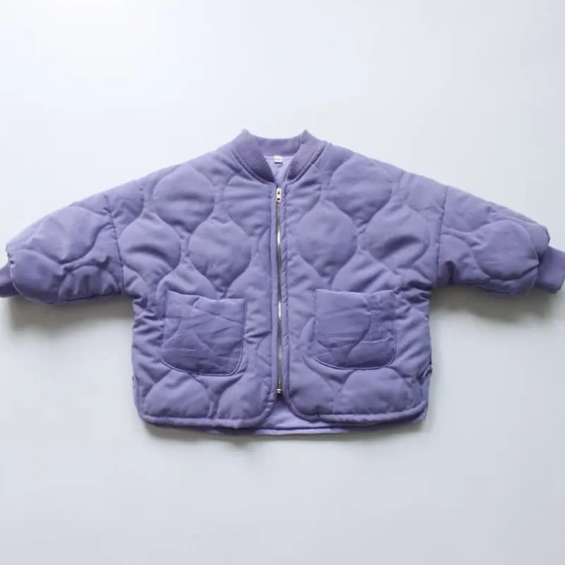 Kids Diamond Plaid Cotton Padded Jacket