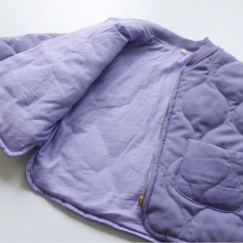 Kids Diamond Plaid Cotton Padded Jacket
