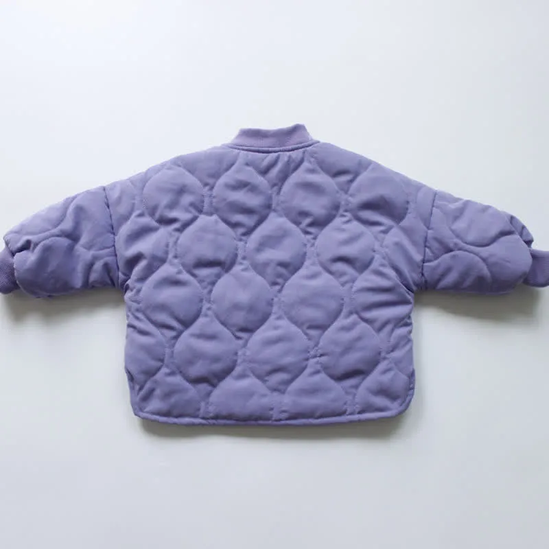 Kids Diamond Plaid Cotton Padded Jacket