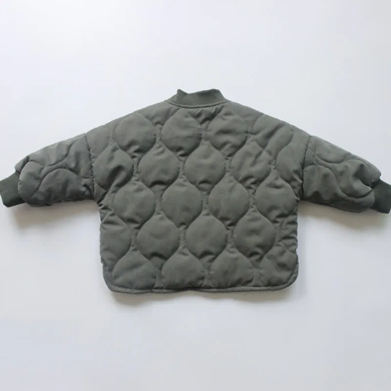 Kids Diamond Plaid Cotton Padded Jacket