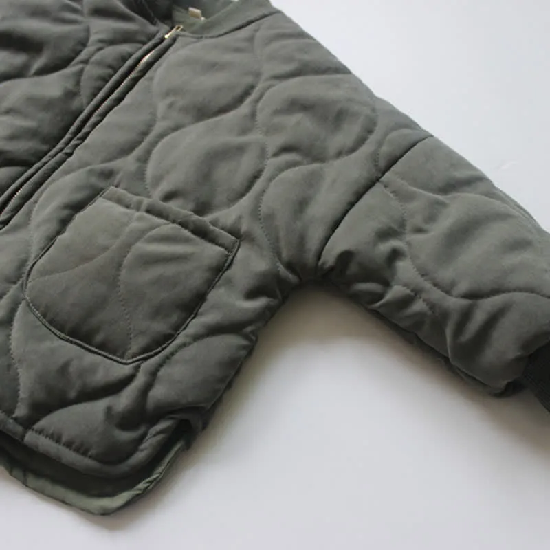 Kids Diamond Plaid Cotton Padded Jacket