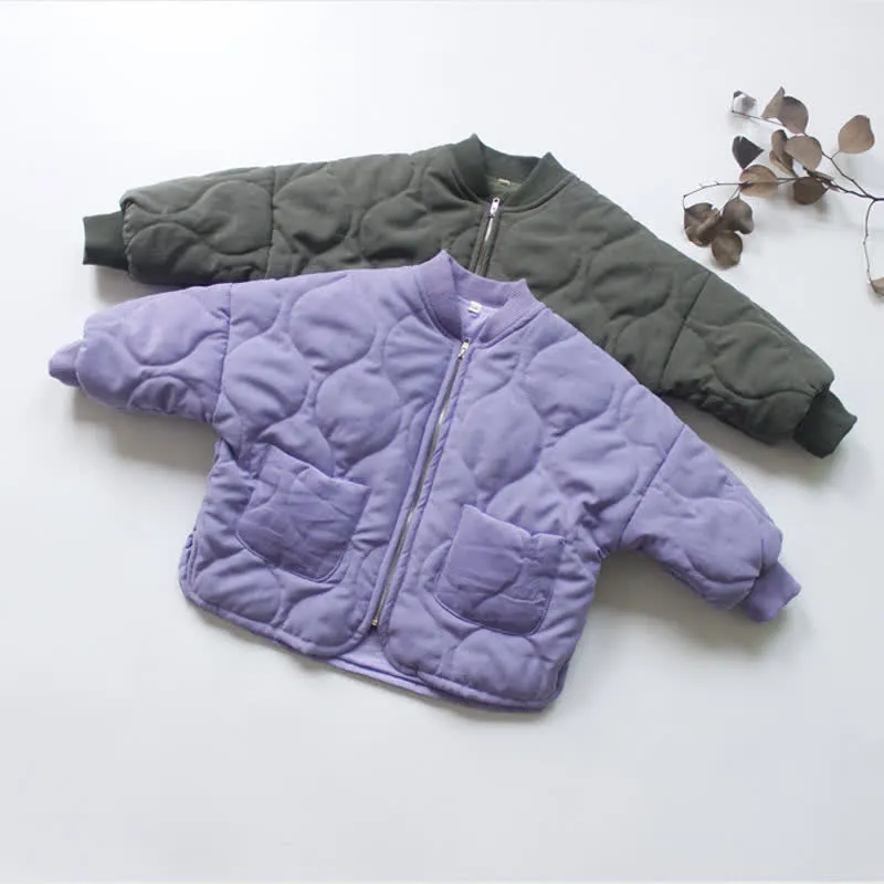Kids Diamond Plaid Cotton Padded Jacket
