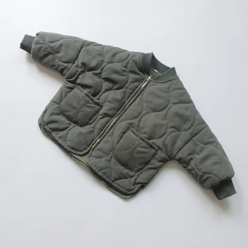 Kids Diamond Plaid Cotton Padded Jacket