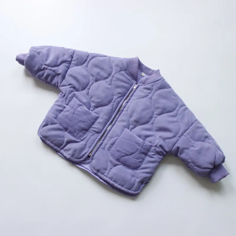 Kids Diamond Plaid Cotton Padded Jacket