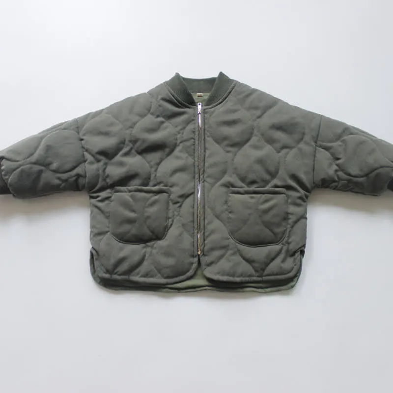 Kids Diamond Plaid Cotton Padded Jacket