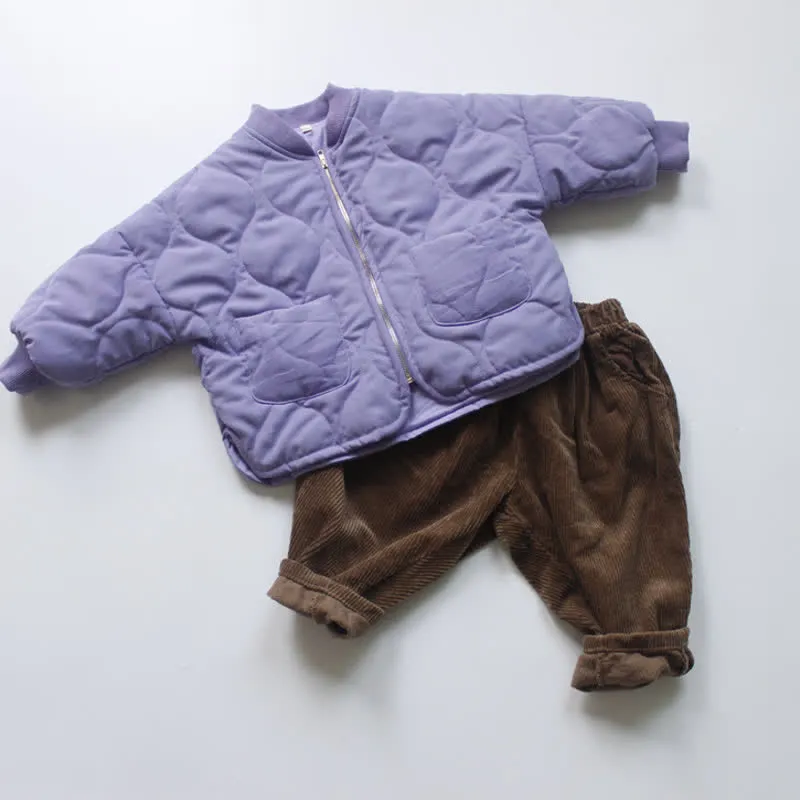 Kids Diamond Plaid Cotton Padded Jacket