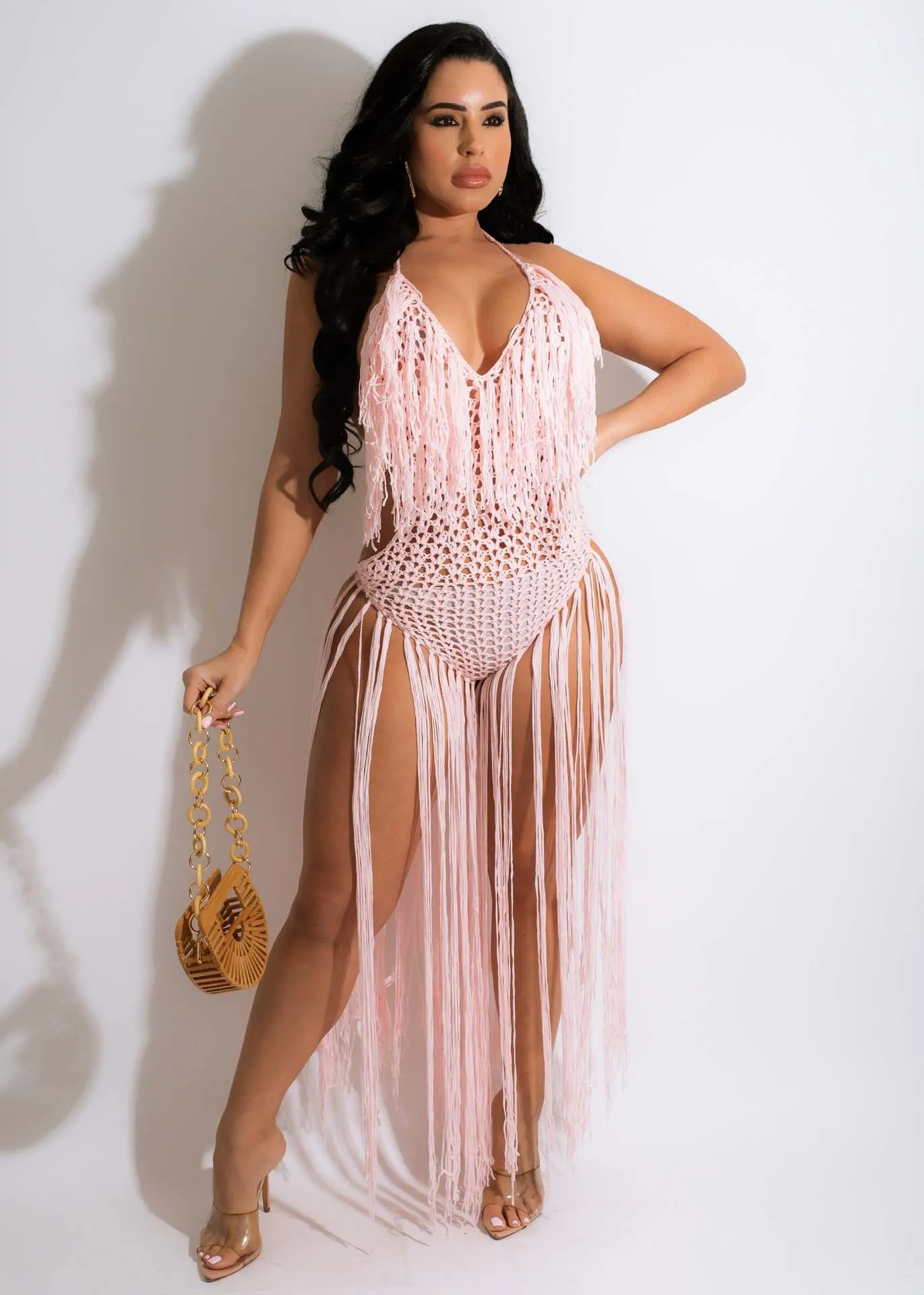 Knit Rib Tassel Bodysuit Romper