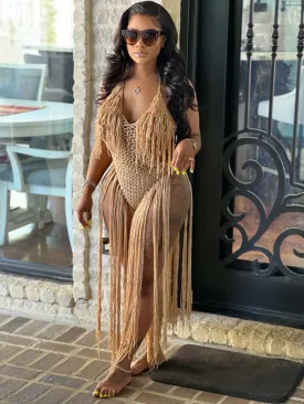 Knit Rib Tassel Bodysuit Romper