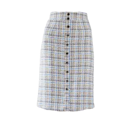 Luxe Plaid Tweed Pencil Skirt