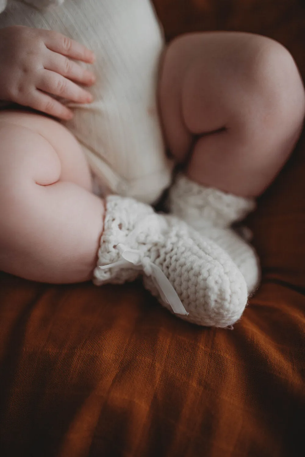 Merino Wool Baby Bonnet & Booties Set - Ivory