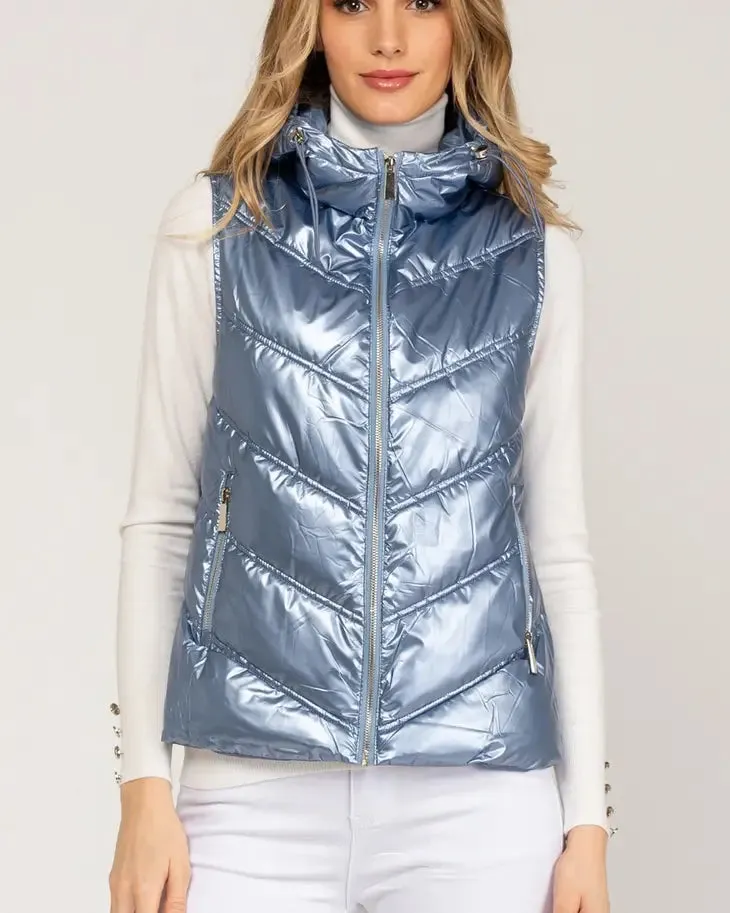 Metallic Blue Padded Vest