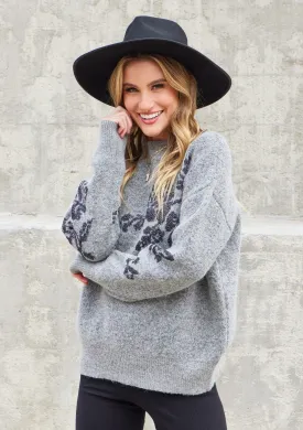 Metallic Floral Pullover Holiday Sweater