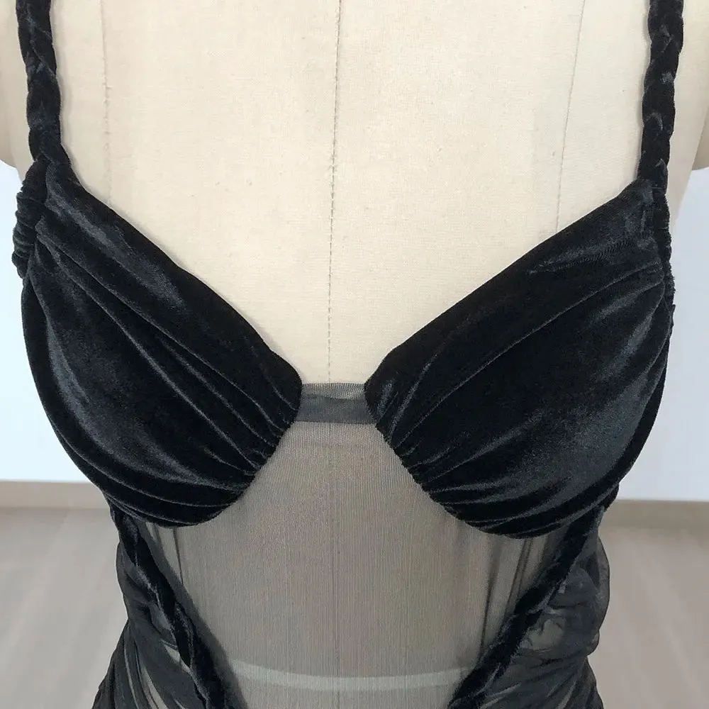 Moraine Sheer Velvet Bodycon Dress