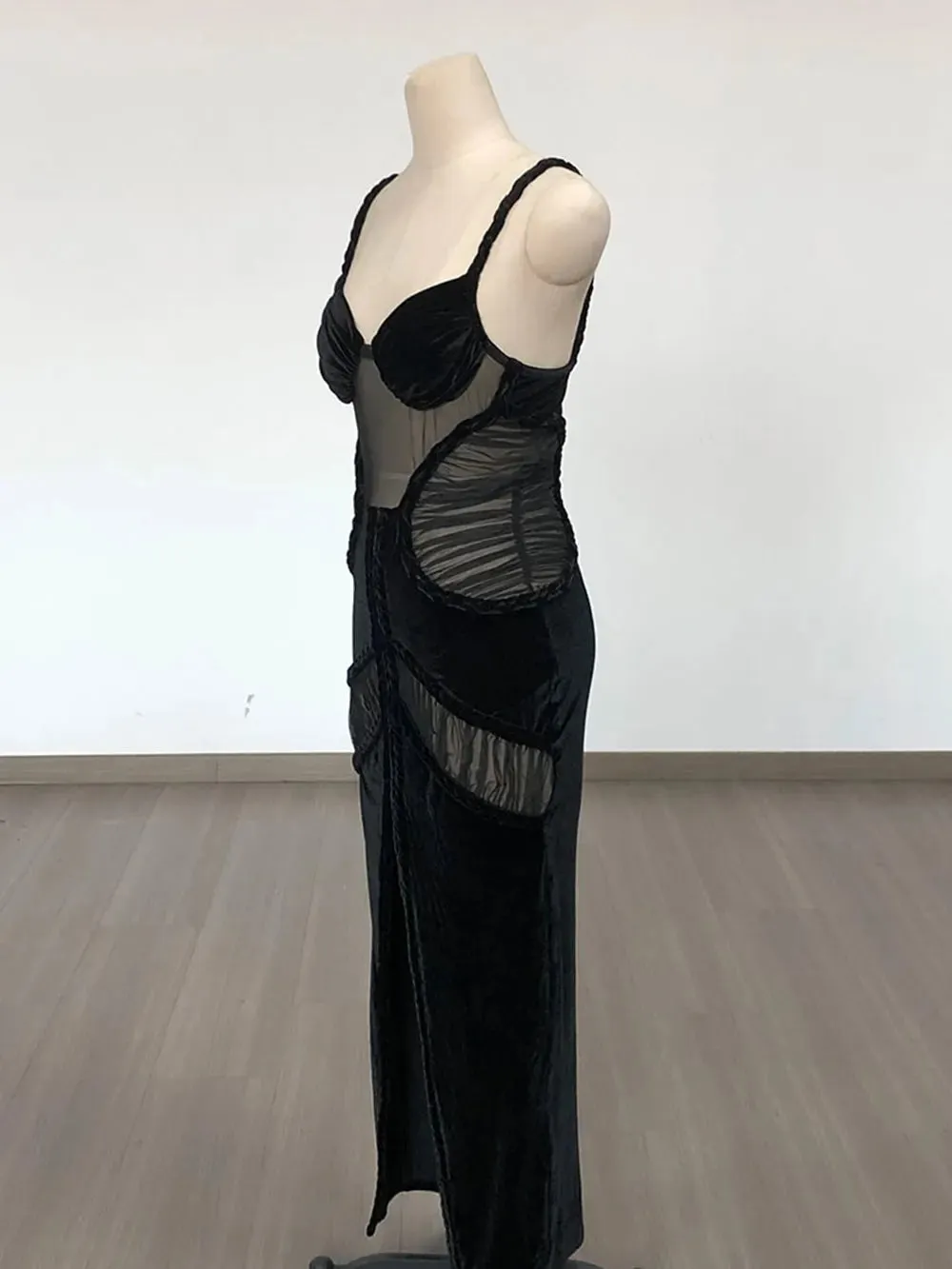 Moraine Sheer Velvet Bodycon Dress