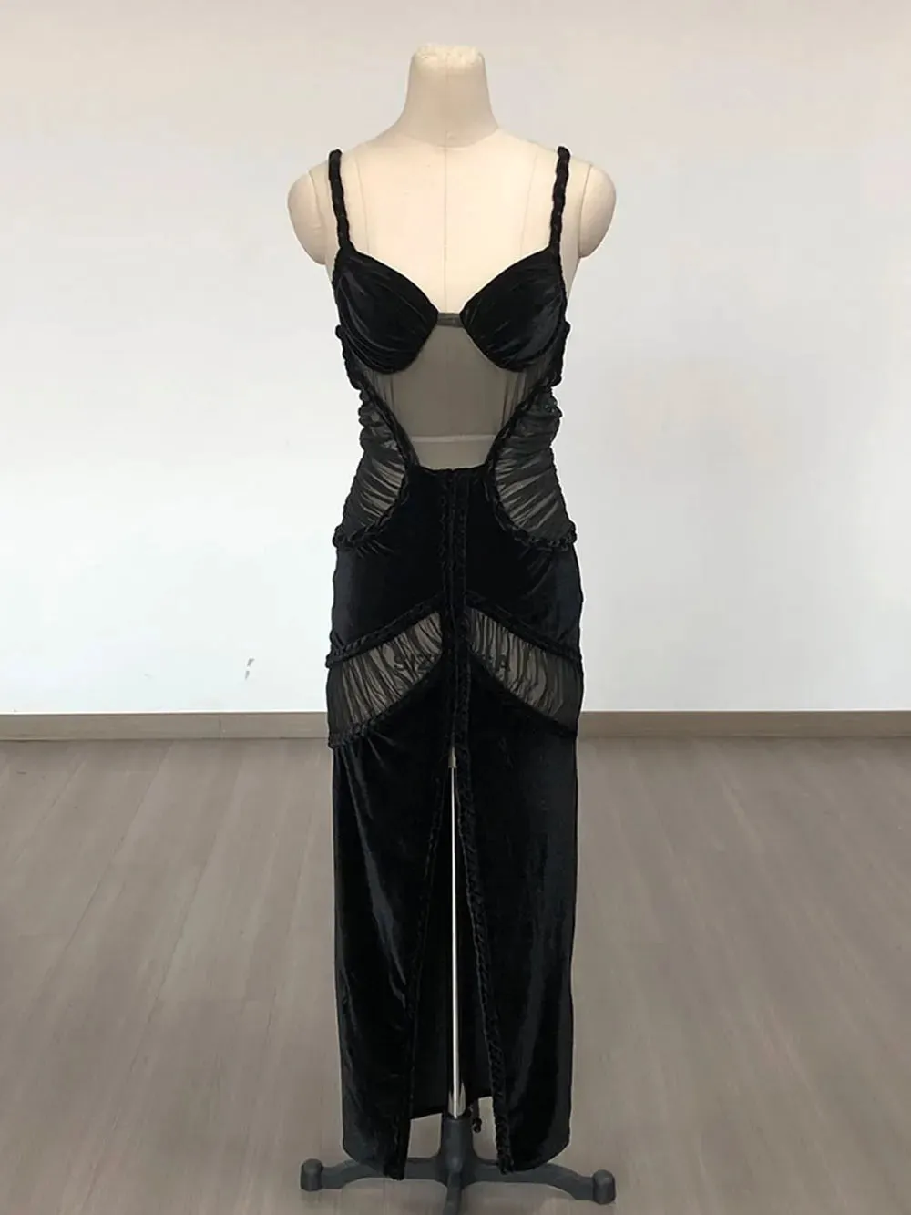 Moraine Sheer Velvet Bodycon Dress