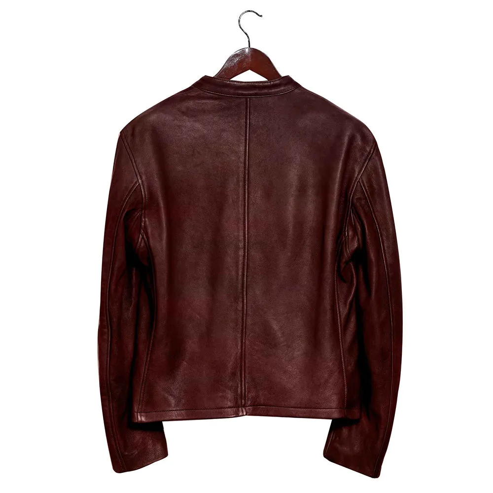 Moto Racer Mens Brown Leather Jacket