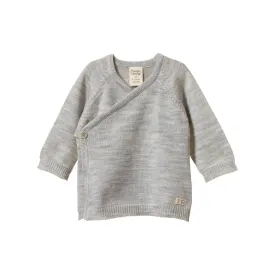 Nature Baby Merino Knit Kimono Jacket - Light Grey Marl