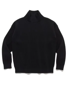 Super Fine Wool Rib Knit Turtle Black