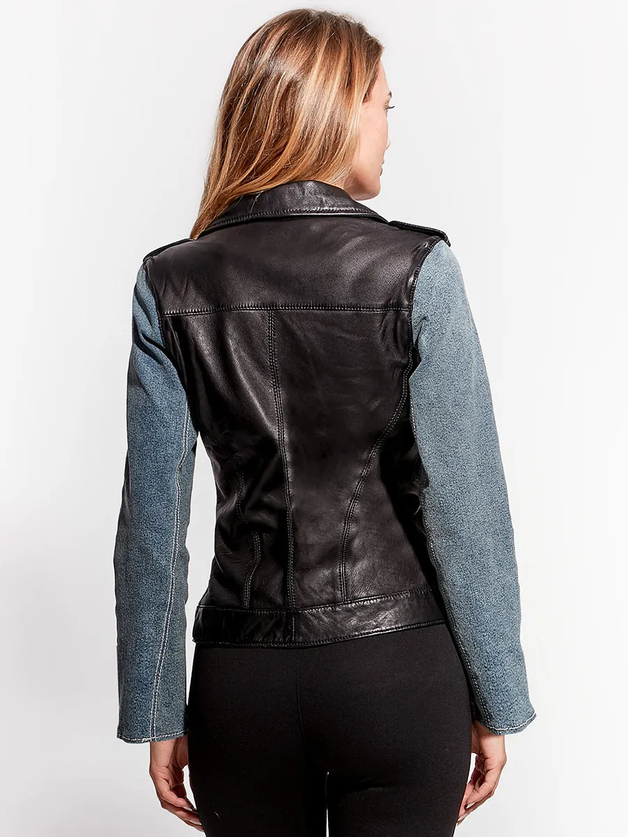 THE EDITOR LEATHER DENIM JACKET