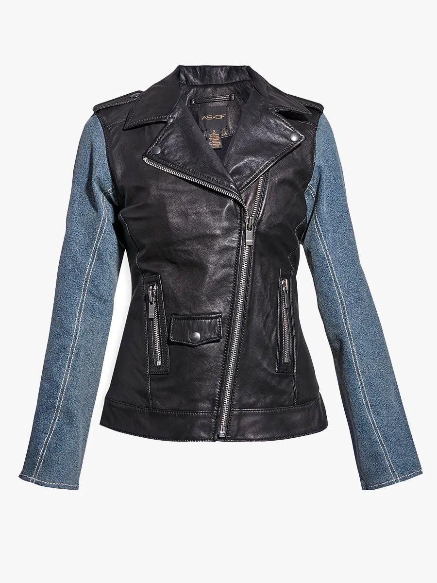 THE EDITOR LEATHER DENIM JACKET