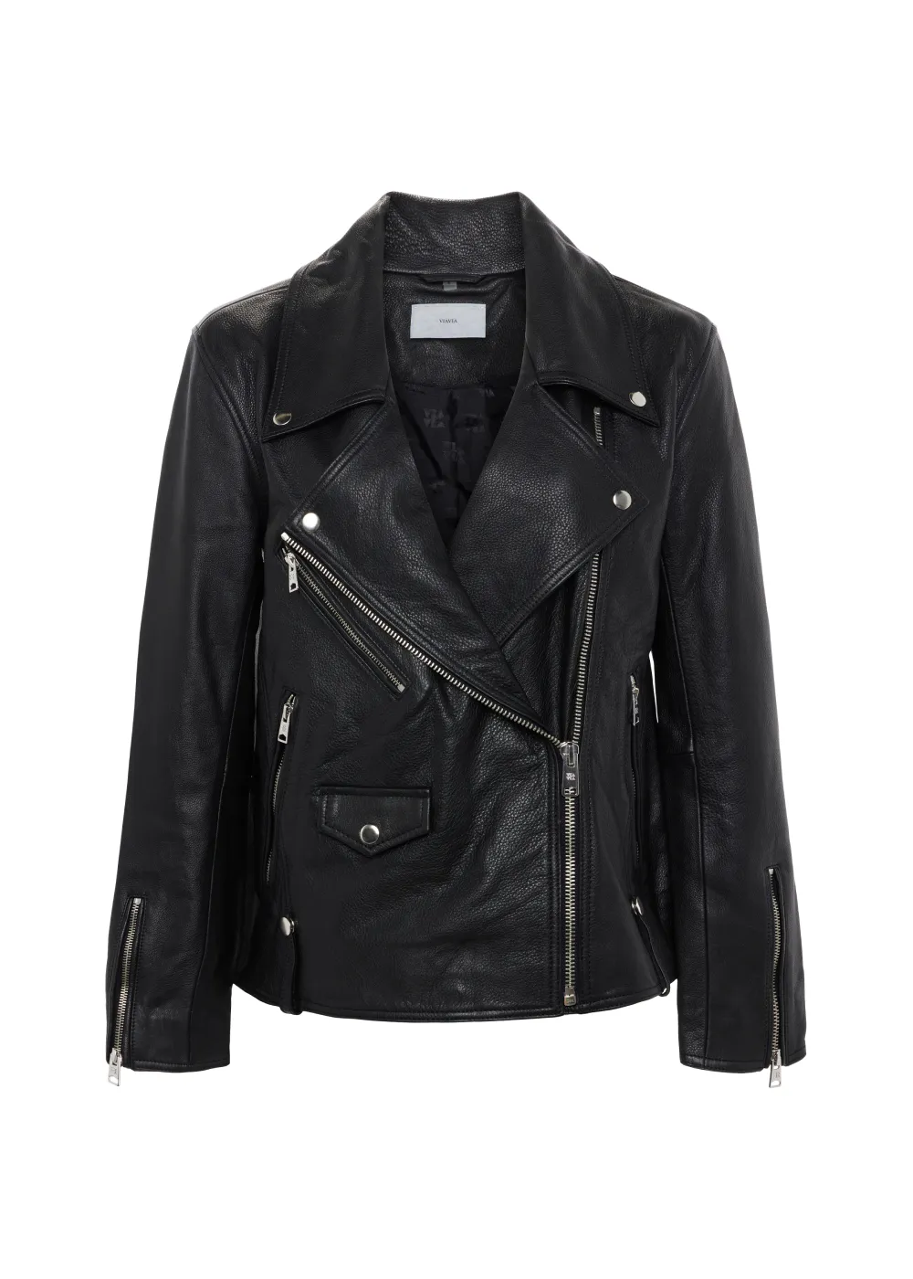 VIAVIA Genuine Leather Oversized Moto Jacket